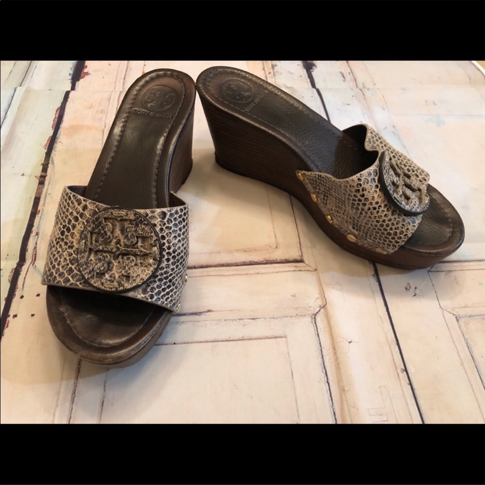 Tory Burch Snakeskin Clogs